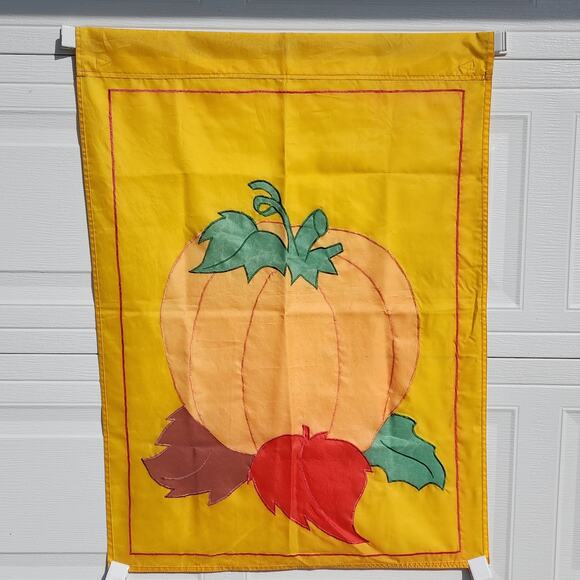 Fall Pumpkin Double Sided Appliqued 100% Nylon Garden Flag Decor  38.75"x29" - Picture 3 of 6